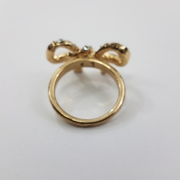 Bow Ring Rhinestone Bling Gold Tone Wrap 7 Small T - Picture 4 of 8